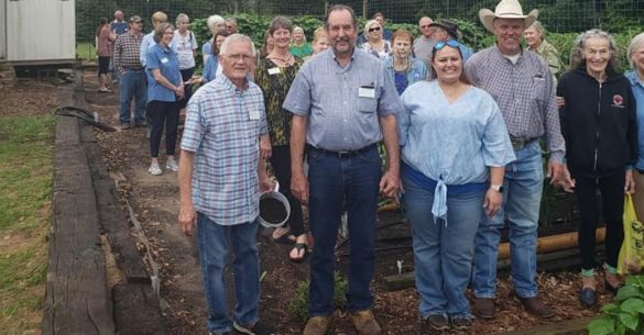 Bluebonnet Master Gardener 20th Anniversary Celebration. Members with CEA Stacie Villarreal, ANR and RPL Philip Shackelford in the Sens Demonstration Garden